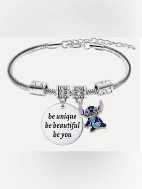 Stitch Charm Bracelet Pendant w/Inspirational Quote - New